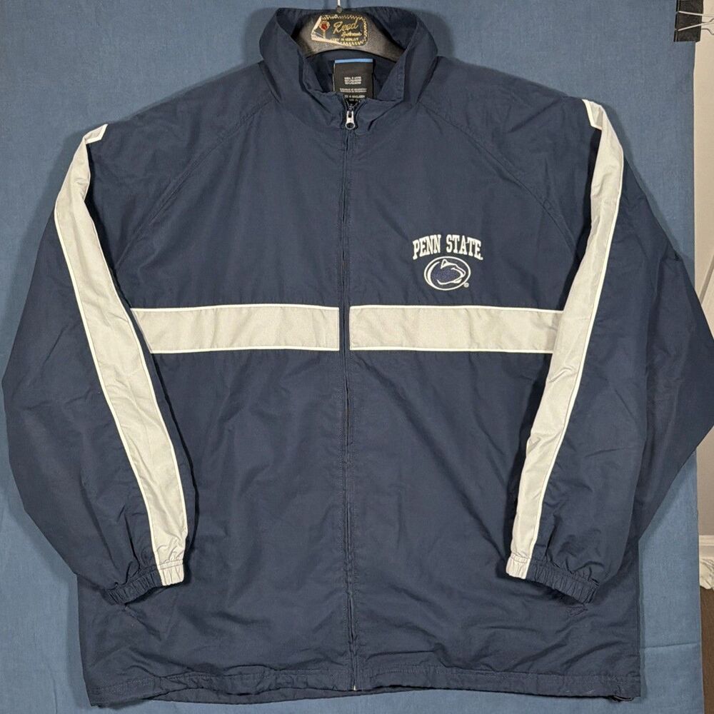 Vintage Penn State Windbreaker Full Zip Size XL Navy Blue PSU Mesh Lined